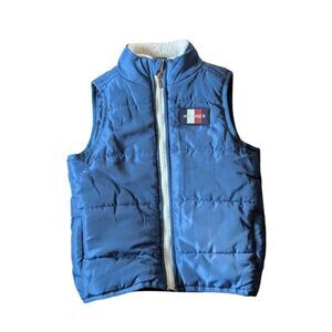 TOMMY HILFIGER Americana Puffer Vest Blue Stars & Stripes Sherpa Lined 2T